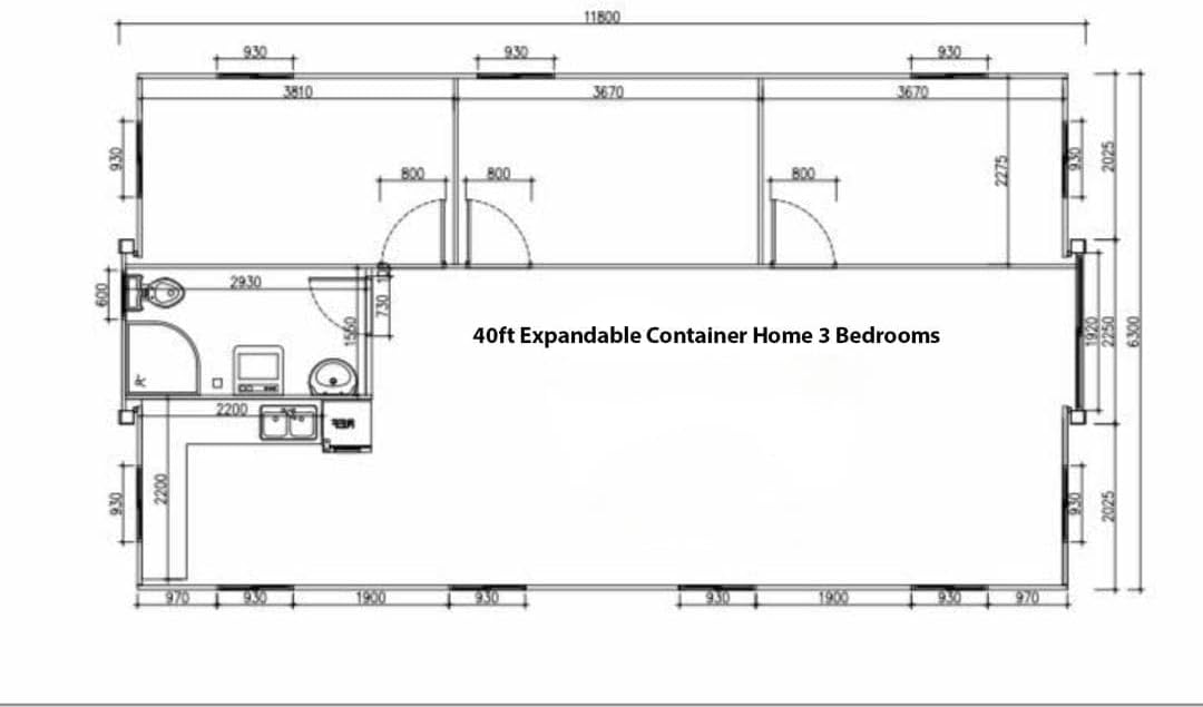 40ft Foldable Prefab 3-Bedroom Tiny Container Home