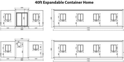 40ft Foldable Prefab 3-Bedroom Tiny Container Home