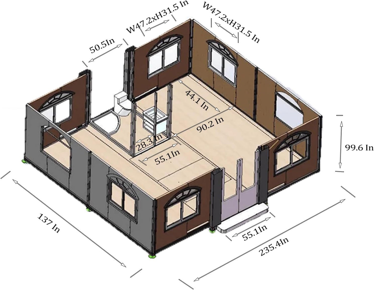 Expandable 13x20ft Portable Tiny Prefab Home.