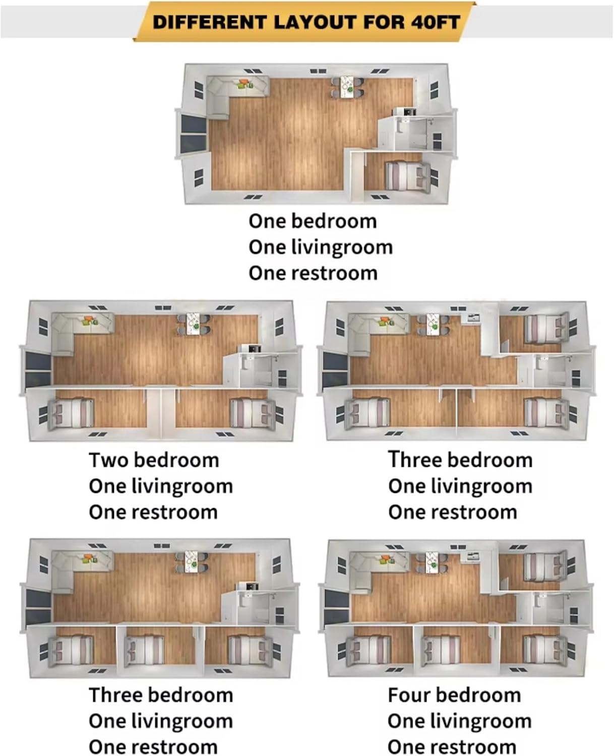 Expandable 20ft Prefab Two-Bedroom Container Home.